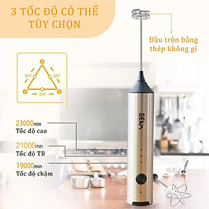 Máy Đánh Trứng Seka MD2210 Que Tạo Bọt Cafe Mini Cầm Tay Không Dây 3 Cấp Độ - Hàng Chính Hãng