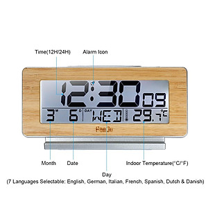 Đồng hồ có đèn nền đa chức năng, báo thức, nhiệt kế,..