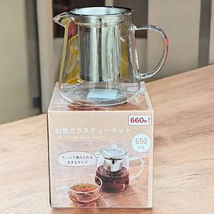 Ấm pha trà thủy tinh chịu nhiệt kèm lõi lọc Inox Echo Japan 650ml