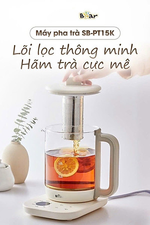 Ấm điện siêu tốc thủy tinh kiêm bình pha trà SB-PT15K dung tích 1.5 lít công suất 1000W- Hàng chính hãng