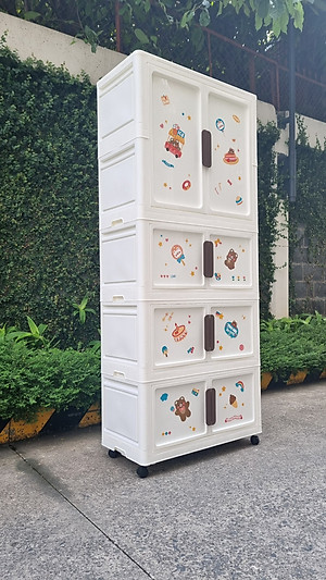 Tủ Nhựa Gấp Gọn Hoạt Hình Có Ngăn Treo Quần Áo Nubie, Hộp Gấp Đựng Đồ Thông Minh, Tháo Lắp Dễ Dàng, Có Thể Tách Tầng