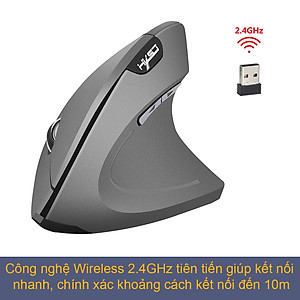 Chuột không dây kiểu đứng sạc pin HXSJ T22 wireless USB 2.4GHz chống mỏi tay chuyên dùng cho pc laptop macbook ipad tivi - Hàng chính hãng