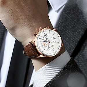 Đồng hồ nam chống nước DIZIZID chính hãng dây da cao cấp - Chạy full 6 kim và lịch ngày - Chống nước tốt - Kim dạ quang - Tặng kèm pin dự phòng DZDT69