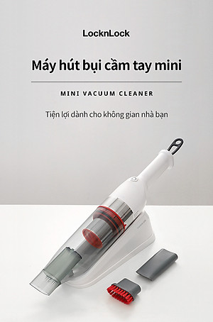 Máy hút bụi cầm tay mini Locknlock ENV136WHT Mini vacuum cleaner - 14V, 500mA, 75W - Dung tích 0.5L- Hàng chính hãng