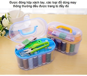 Hộp Kim Chỉ May Vá Quần Áo Xách Tay Mini Đa Năng Món Tiện Lợi Kèm Hộp Cao Cấp