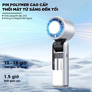 Quạt Cầm Tay Mini Sò Lạnh 6000mAh, Quạt Tích Điện Làm Mát Nhanh, Gấp Gọn, Nhiều Tốc Độ Gió, Tặng Dây Đeo - HÀNG CHÍNH HÃNG MINIIN