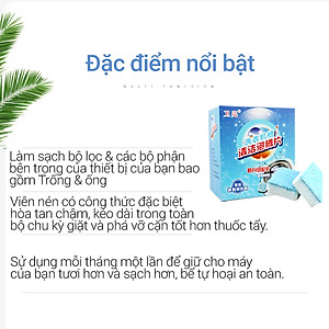 Hộp 12 Viên Tẩy Vệ Sinh Lồng Máy Giặt, Diệt Khuẩn Và Tẩy Chất Cặn Lồng Máy Giặt Hiệu Quả - Hàng Loại 1 - Chính Hãng MINIIN