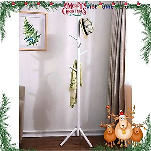 Cây treo quần áo 3 chân 8 nhánh treo bằng gỗ cao su màu trắng - Thương hiệu Viet Home Decor