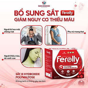 (Mẫu mới) Ống bổ sung sắt acid folic không tanh, không táo bón Ferolly Dân Khang cho mẹ bầu và người thiếu máu