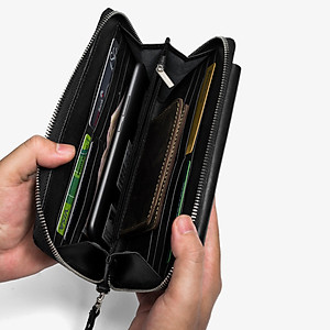 Ví dài cầm tay da bò Mill cao cấp Bụi Leather C107 - Bảo hành 12 tháng