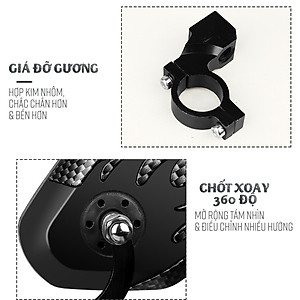Bộ 2 Gương xe đạp, xe đạp điện cao cấp (kèm chốt gắn ghi-đông lỗ 8mm) xoay 360 độ chắc chắn, gương phẳng, góc lớn giúp đạp xe an toàn Mai Lee