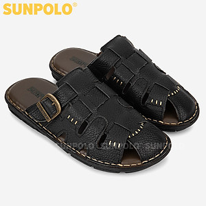 Dép Nam, Dép Bít Mũi Nam Da Bò SUNPOLO SUA011 (Đen, Nâu)