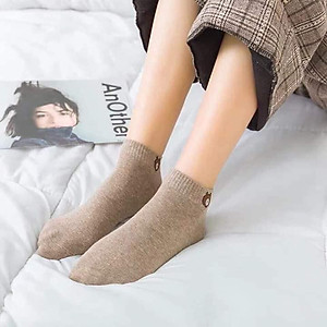 Set 10 Đôi Tất Nữ Hình Gấu Chất Liệu Len Mềm Mịn Cổ Ngắn Thấm Hút Mồ Hôi - Chống Hôi Chân Tốt
