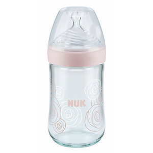 Bình Sữa Thủy Tinh 240ml Nature Sense Núm Ti Silicone S1 Nuk NU21498 (Size M) - Màu Ngẫu Nhiên