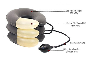 Đai Gối Hơi Đỡ Cổ Massage Hỗ Trợ Điều Trị Kéo Dãn Đốt Sống Cổ KUNBE ( Bóng Kim Loại )