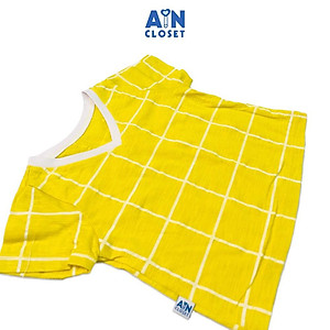 Áo ngắn tay unisex họa tiết Caro vàng thun cotton - AICDBTC6NAJG - AIN Closet