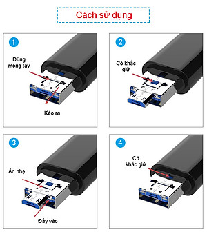 Đầu cắm OTG xịn giúp điện thoại Android đọc thẻ nhớ TF, USB, Type C  - Hàng chính hãng / Hàng nhập khẩu