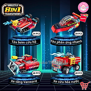 Đồ chơi lắp ráp, xếp hình Qman 1805 - Biệt đội xe cứu hỏa (313 mảnh ghép) - Dành cho bé trai từ 6 tuổi