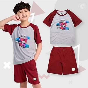 Bộ Quần Áo Bé Trai Bigfox, Bộ Cộc Tay Trẻ Em Mùa Hè Chất Cotton Mát In Hình Ô Tô Speed Up