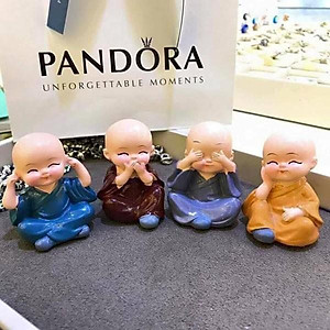 Bộ 4 Tượng Chú Tiểu Tứ Không (6cm) Trang Trí Xe Hơi, Phòng Làm Việc, Trưng Bày