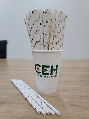 Túi 500 ống hút giấy 6x197mm hình ngôi sao dành cho cà phê, nước ngọt