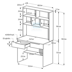 Bàn Làm Việc Kết Hợp Kệ Sách Đơn Giản Thương Hiệu SIB Decor BLV08