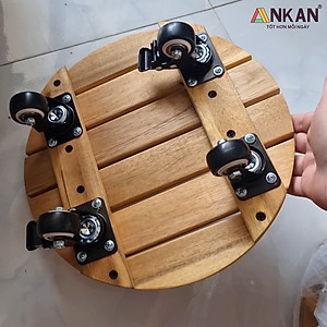 Đế Kê Chậu Cây Có Bánh Xe ANKAN, R30cm Làm Giá Đỡ Kệ Hoa Cây Cảnh, Màu Vàng Nắng, Chịu Tải 150Kg