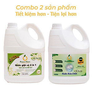 Combo Sản Phẩm Gốc Thực Vật  Peace NGB3 Mass - Nước Giặt Xả 2 in 1 3.6l + Nước Rửa Chén 3.6 lít (Thuộc nhóm Sản phẩm Lành tính )