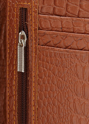 Bộ Ví & Thắt Lưng Nam Vân Cá Sấu Huy Hoàng HT2112-HT4115 (23 x 11,5 cm) - Nâu