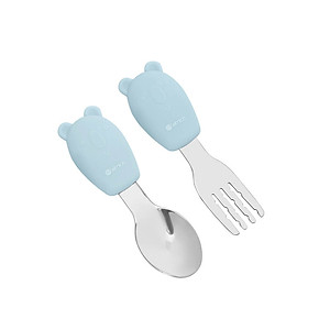 Bộ thìa dĩa cho bé bằng silicon, inox 304 Elmich Babycare EL-0005TD2