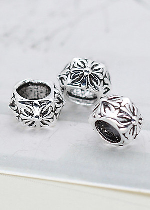 Combo 3 cái charm bạc chặn hạt họa tiết hoa văn - Ngọc Quý Gemstones