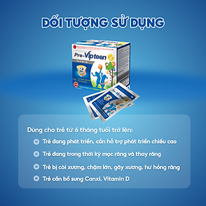 Cốm Pre-Vipteen 2 Bổ Sung Canxi Tăng Chiều Cao, Tăng Sức Đề Kháng Phát Triển Thể Lực Cho Trẻ Hộp 20 Gói