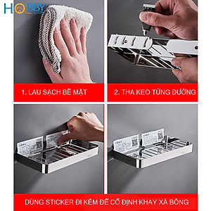 Kệ chữ nhật để đồ nhà tắm dán tường inox 304 Hobby Home Decor KCN1