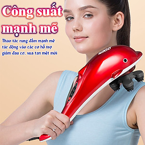 Máy massage cầm tay cá heo 6 đầu Nikio NK-608B - Màu Ngẫu Nhiên, 3 kiểu rung, 3 tốc độ