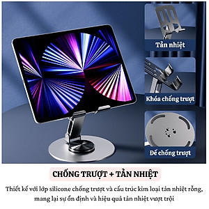 Giá đỡ điện thoại hợp kim Xoay 360° HOTCASE ALU Điều Chỉnh Độ Cao và Góc Xoay Tùy Ý cho iPhone 16 15 14 13 12 11 A55 A35 Huawei Oppo Xiaomi - Hàng nhập khẩu