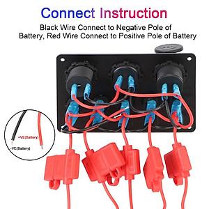 Bảng công tắc 5 cổng USB 12V có đèn LED kỹ thuật số cho xe hơi/tàu thuyền