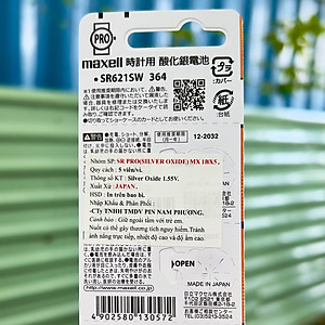Vỉ 5 Viên Pin SR621SW / 364 / G1 Maxell Nhật Bản Cho Đồng Hồ Đeo Tay Có Tem Chống Giả Hàng Công Ty Nhập Khẩu