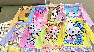 Đồ bộ ngủ dài tay cho bé gái kuromi hello kitty từ 12-40kg chất thun lạnh mềm mịn mát