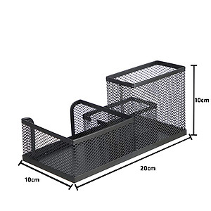 Khay cắm bút, khay đựng bút, hộp đựng bút để bàn 3 ngăn kim Loại màu đen đồ dùng văn phòng Legaxi