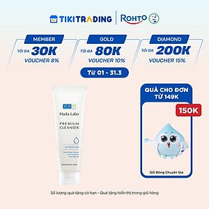 Sữa rửa mặt Hada Labo dưỡng ẩm cao cấp Premium Cleanser Hydrating 100g