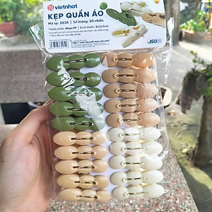 Vỉ 20 Kẹp Quần Áo Nhựa Việt Nhật 2835 Kẹp Củ Lạc Phơi Đồ Tiện Ích - Hàng Việt Nam