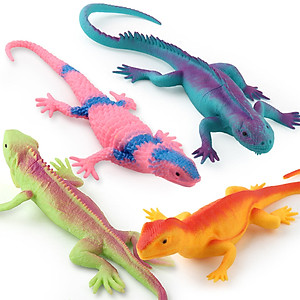 Hộp đồ chơi Tắc Kè Hoa giả Safari hoang dã 16 chi tiết (15~22 cm) mô hình trang trí có còi cao su dẻo dùng để troll bạn