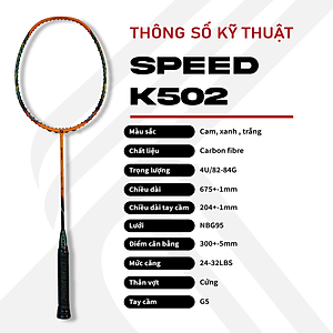 Vợt Cầu Lông 4U KUNO Speed K502 Carbon Chính Hãng, Chuyên Tấn Công Phiên Bản Nâng Cấp Mới, Được Lựa Chọn Mức Căng 1 Cây