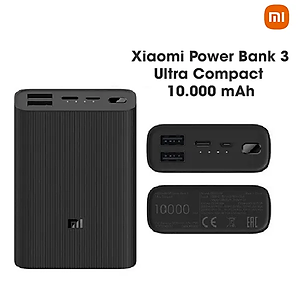 Pin sạc di động 10000mAh Mi Power Bank 3 Ultra Compact | 2*USB-A / 1*USB-C Upto 22.5W | BHR4412GL | Bảo hành 6 tháng | Hàng Chính Hãng