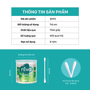 Tăm bông Niva trẻ em hũ xoay 400 que giấy BHP2