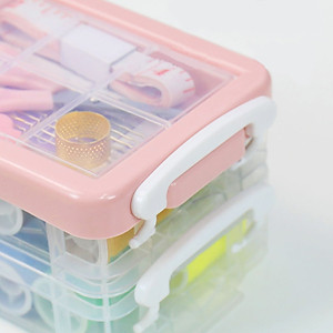 Hộp Kim Chỉ Khâu Đa Năng 2 Tầng 20 Chi Tiết Tiện Lợi Khâu Vá Quần Áo - Bộ Hộp Kim Chỉ May Vá Đa Năng