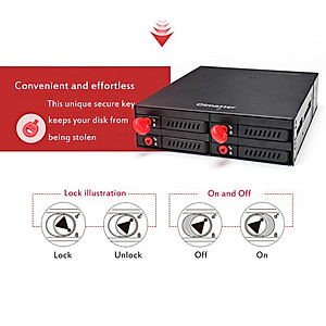 Ổ cứng Di động OImaster 4 Bays 2,5 ’’ SATA HDD SSD  Giá đỡ Mặt sau với Chức năng Khóa Bàn phím Hỗ trợ Hot-swap 6Gbps
