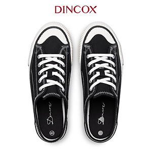 Giày Sục Đạp Gót Mules Vải Sneaker Unisex Tăng Chiều Cao 4cm DINCOX E10 Black