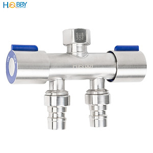 Van chia nước 2 đầu vặn cho dây cấp inox 304 Hobby home decor DNV2