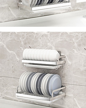 Kệ để chén đĩa đa năng dán tường inox 304 Hobby home decor KCD